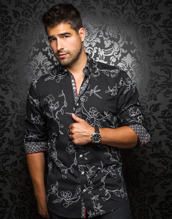 Designer Dress Shirt: Dorian Black