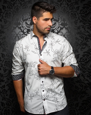 Designer Dress Shirt: Dorian White