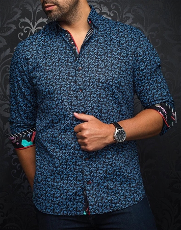 Men fashion button up shirt  | blue purple
