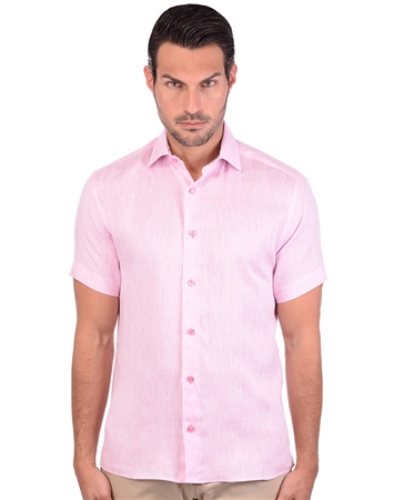 Casual Light Pink Linen Shirt