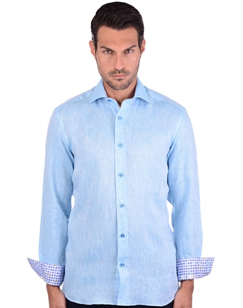 Refreshing Turquoise Men’s Linen Shirt