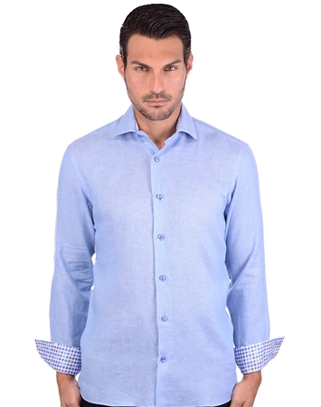 Sea Blue Men’s Linen Woven Shirt