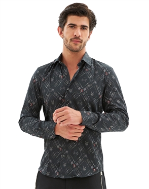 dark grey long sleeve button up