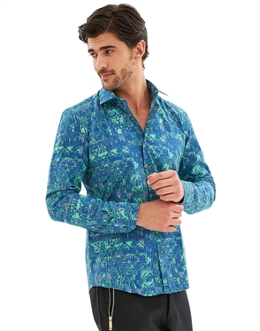cool blue long sleeve button up