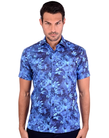 Floral Navy Men’s Cotton Shirt