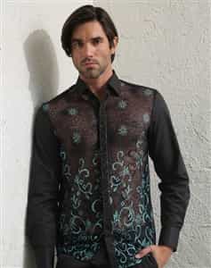 Men Luxury Turquoise Transparent shirt