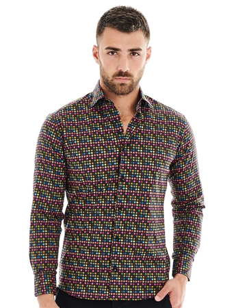 Bertigo Luxury Shirt with Multicolored Digital Square Print | Gamaliel 18