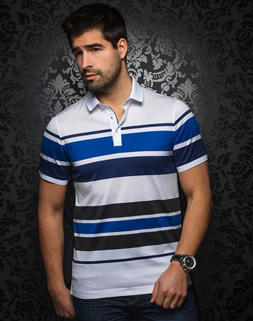 White Blue Stripe Polo