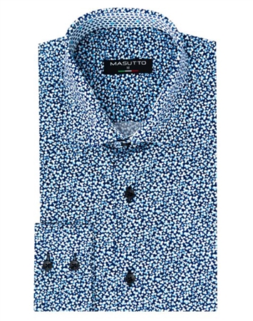 Men's Designer Dress Shirt - Royal Blue And White Luxury Shirt