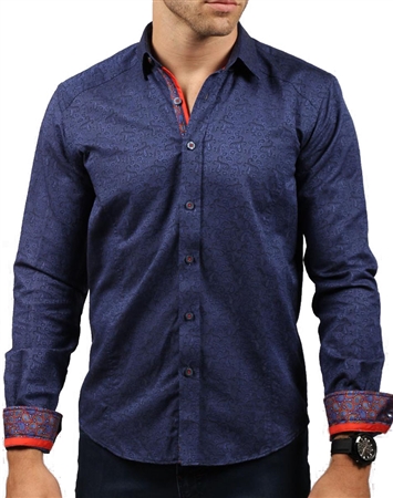 Navy Paisley Button Down