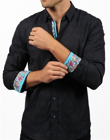 Designer Navy Paisley Shirt