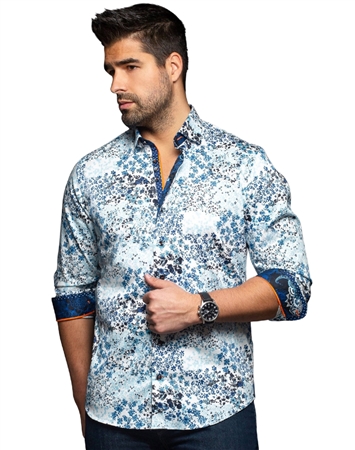 Men fashion button up shirt  | blue