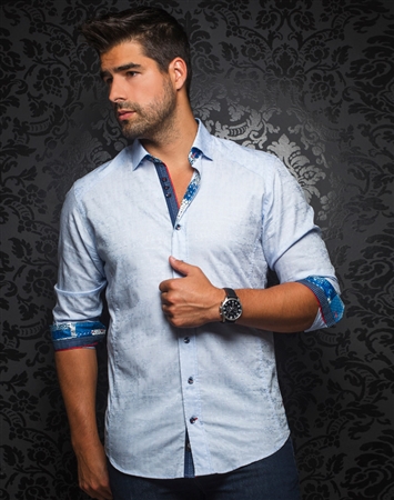 Designer Dress Shirt: Herrera Light Blue