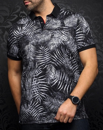 Men fashion polo shirt | black white