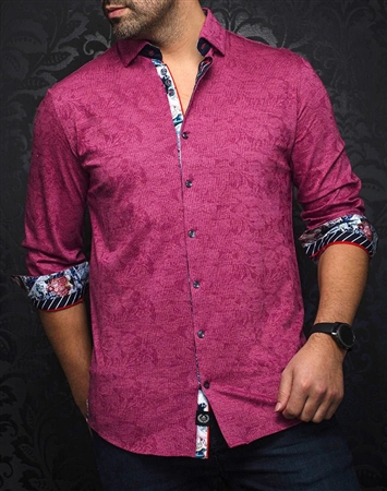 Men fashion button up shirt  |fuchsia