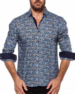 Slim Fit Woven - Blue and Navy Floral