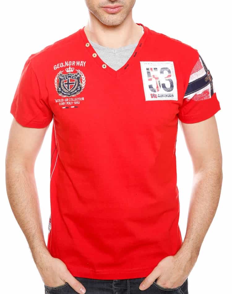 Geographical Norway T Shirt Norway 53 Red