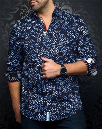 Men fashion button up shirt  |navy