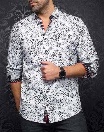 Men fashion button up shirt  |white black
