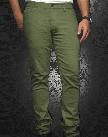 Men's Sporty Olive Green Jeans