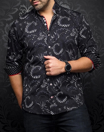 Men fashion button up shirt  |black