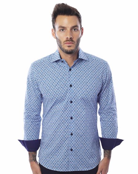 White and Blue Luxury Dress Shirt