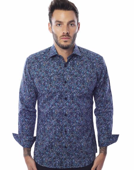 Navy and Blue Floral Shirt