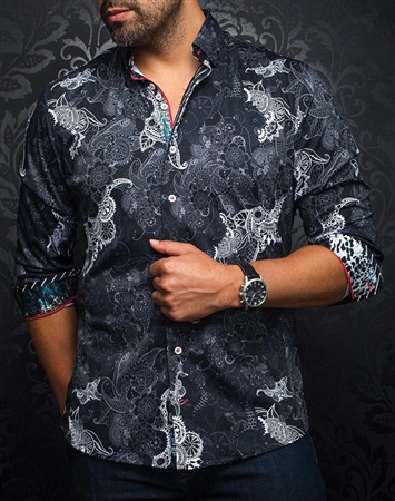 Men fashion button up shirt  |black