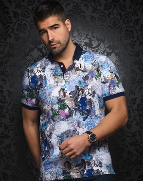 Au Noir Polo Klimt White Multi