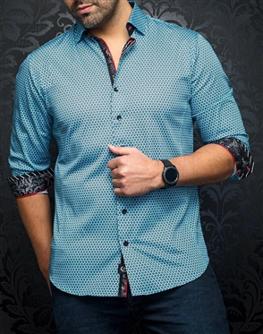 Men fashion button up shirt  |turquoise