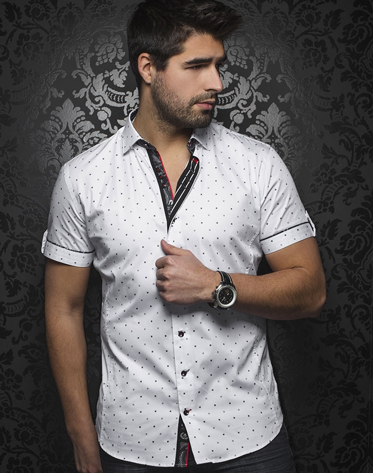 Black and white on sale short sleeve button up