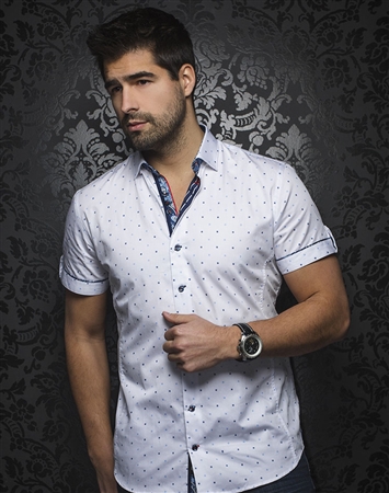 Designer White Blue Summer Shirt