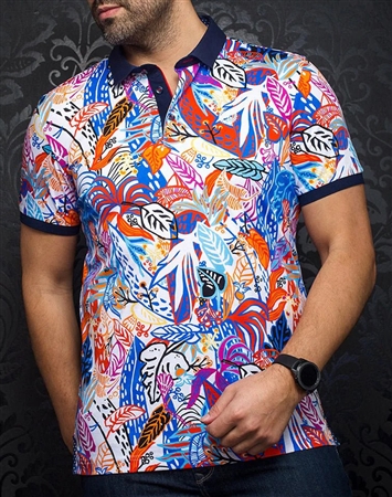 Men fashion polo shirt | white multi