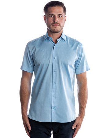 Luxury Short Sleeve Woven - Turquoise Dress Shirt