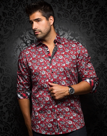 Designer Mens Dress shirt - Lorca Red