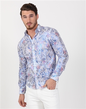 Deep Blue Paisley Men’s Designer Shirt