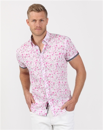 Budding White And Pink Men’s Designer Shirt