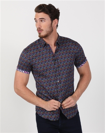 Relaxed Designer Navy Cotton Woven Shirt