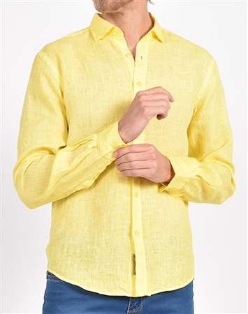 Solid Yellow Linen Shirt|Eight-x Luxury Linen Shirt