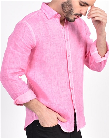 Solid Pink Linen Shirt|Eight-x Luxury Linen Shirt