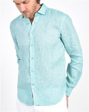 Solid Green Linen Shirt|Eight-x Luxury Linen Shirt