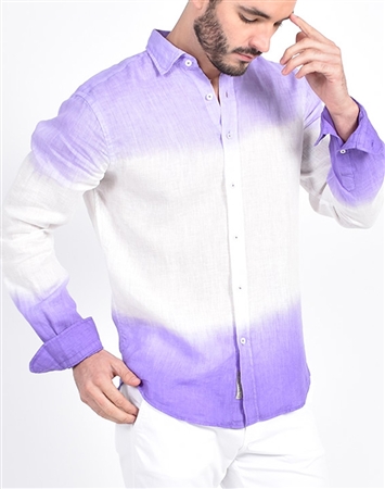 Lilac Linen Flower Print Shirt|Eight-x Luxury Linen Shirt