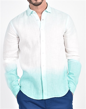 Green Linen Flower Print Shirt|Eight-x Luxury Linen Shirt