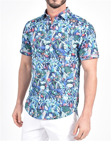 Brazilian Rain Forest Print shirt|Eight-x Luxury Short Sleeve