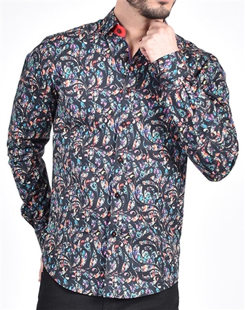 Colorful Paisley Print Shirt|Eight-x Luxury Long Sleeve