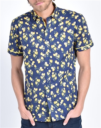 Lemon Melody Print Shirt|Eight-x Luxury Short Sleeve