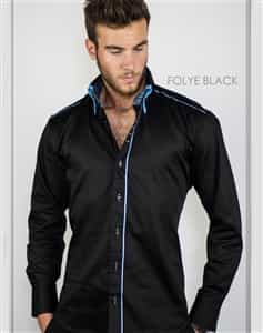 Maceoo Shirts Folye Black Turquoise