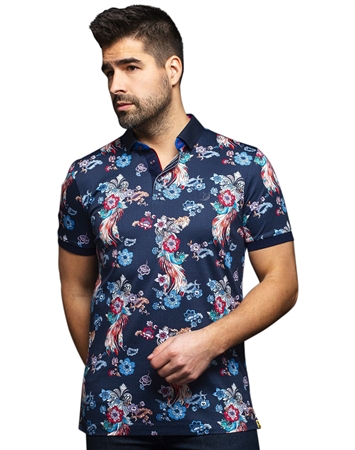 Men fashion polo shirt  | navy multi