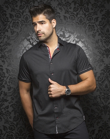 Luxury Short Sleeve Dress Shirt:  Maldini Black