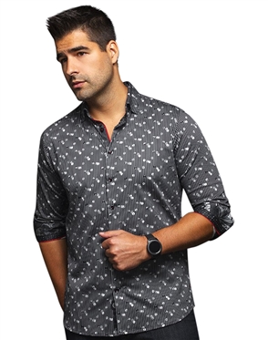 Men fashion button up shirt  | charcoal